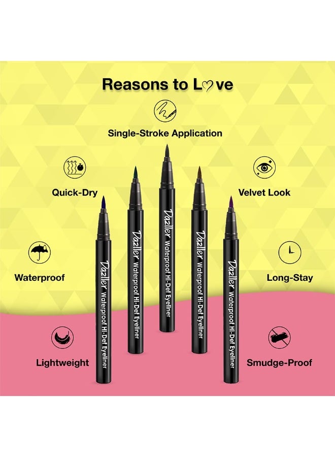 Dazller Hi-Def Eyeliner + Eyebrow Pencil |Velvet Matte|Water-Resistant|Smudge-Proof|Long Stay|Single Stroke|Precise Application|Black|1.1g + 1.5g - Image 2